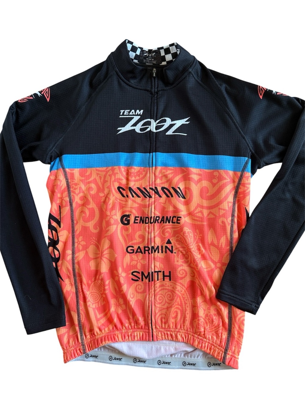 TEAM ZOOT LONG SLEEVE CYCLING RUNNING JERSEY/ JACKET LIGHT THERMAL INTERIOR MED